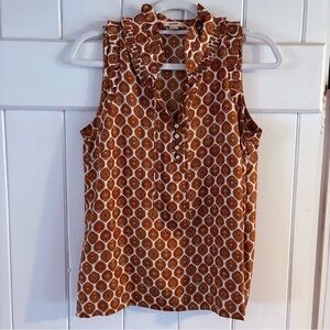 J Crew Ruffled Sleeveless Pattern Top